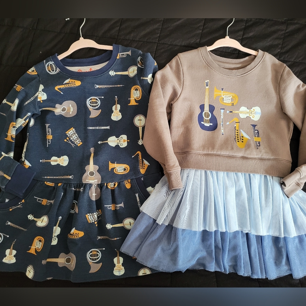 Piccolina Musical Instrument Print Dresses Bundle 4T 5T